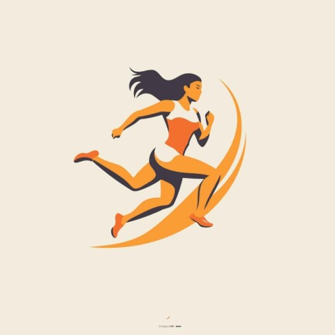 Running woman. vector illustration. Flat design style. Healthy l