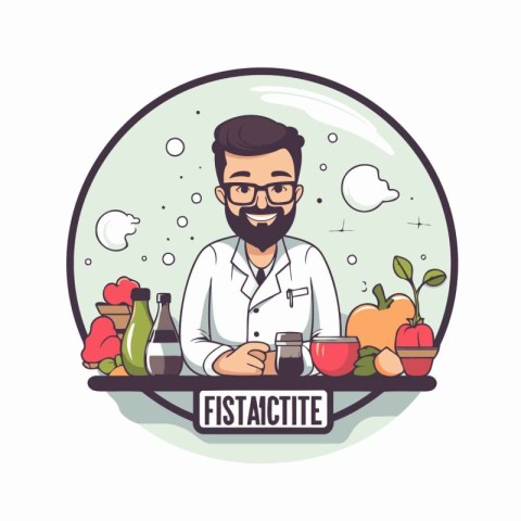 Scientist in the laboratory. Vector illustration in a flat style