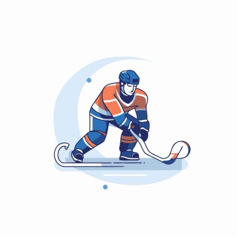 Hockey player on the ice. Vector illustration in flat style.