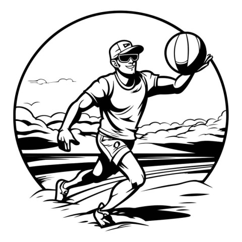 Volleyball player with ball. Vector illustration ready for vinyl