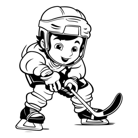 Ice hockey player - vector cartoon illustration isolated on a wh