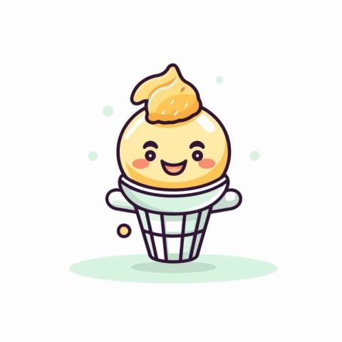 Cute ice cream character vector illustration. Cute ice cream ico