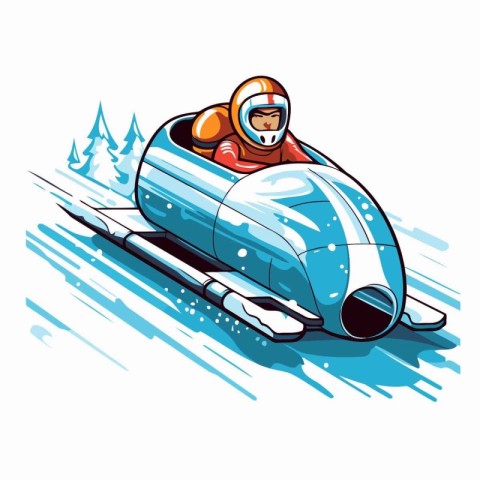 Snowboarder rides on a snowmobile. Winter sport. Vector illustra