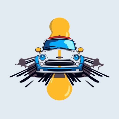 Car icon. Vector illustration of a car on a blue background.