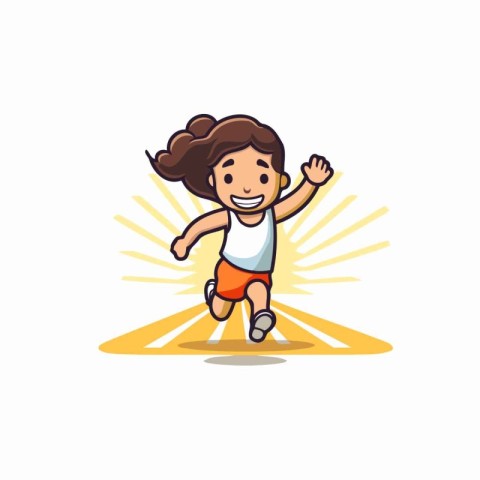 Girl running vector illustration isolated on white background. C