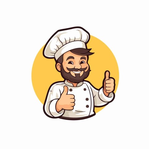 Chef with thumb up. Vector illustration of a cartoon character.