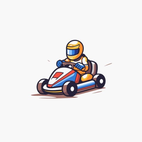 Cartoon karting. Isolated vector illustration on white backgroun