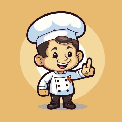 Chef Boy Cartoon Mascot Character Vector Icon Illustration Desig