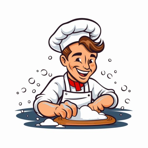 Chef with a rolling pin. Vector illustration on white background