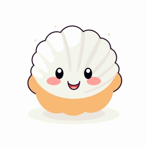 Cute cartoon seashell character vector Illustration on a white b