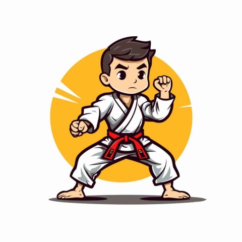 karate boy cartoon vector illustration. karate kid cartoon vecto