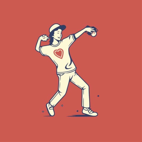 Baseball player in action. Vector illustration of baseball playe