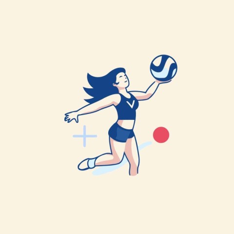 Volleyball player with ball. Vector illustration in flat style.