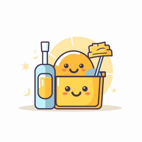 Cute food character vector illustration in flat style. Cheerful