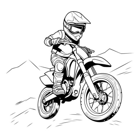 Vector illustration of a motorcyclist on the road. Side view.