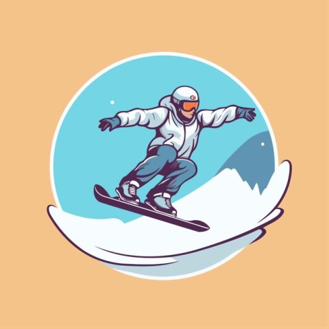 Snowboarder on snowboard. Vector illustration in cartoon style.