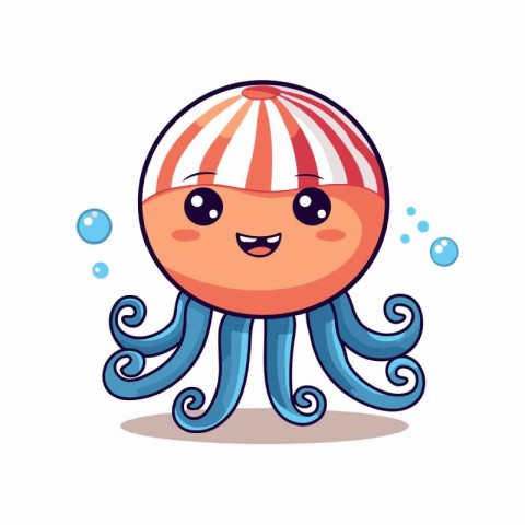 Cute cartoon octopus. Vector illustration. Isolated on white bac