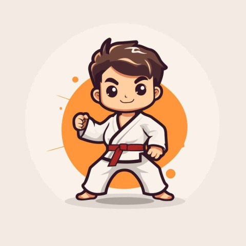 Karate boy cartoon vector illustration. Cartoon karate boy chara