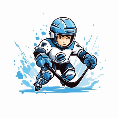 Ice hockey player. Vector illustration of a hockey player on ice