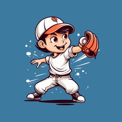 Baseball player cartoon mascot. Vector illustration of a basebal