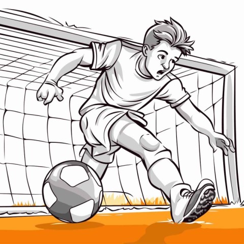 Soccer player kicking the ball. Vector illustration ready for vi