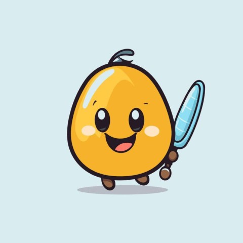 Cute Cartoon Character Mascot Character Mascot Design with Sword