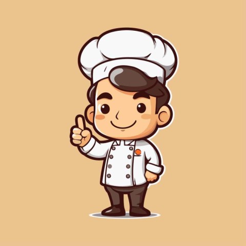 Cute Chef Boy Cartoon Mascot Character Vector Illustration.