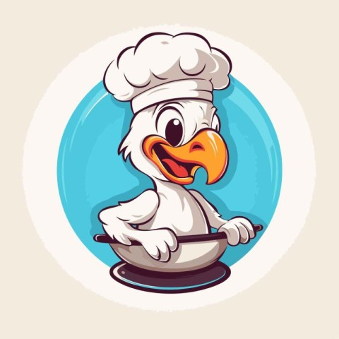 Illustration of a chef with a plate and a bird on it