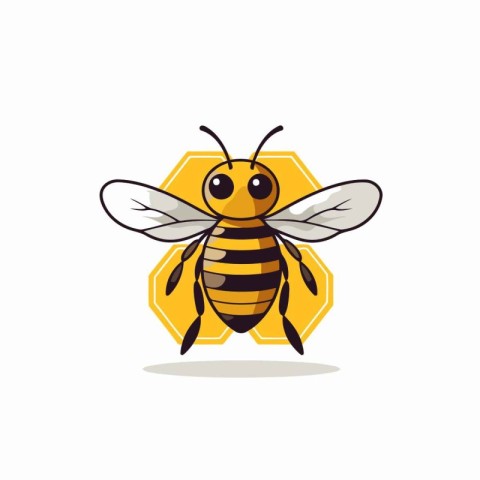 Honey bee vector icon. Cute cartoon style. Vector illustration.