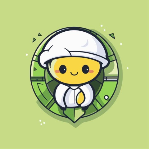 Cute cartoon character of rice dumpling with chef hat. Vector il