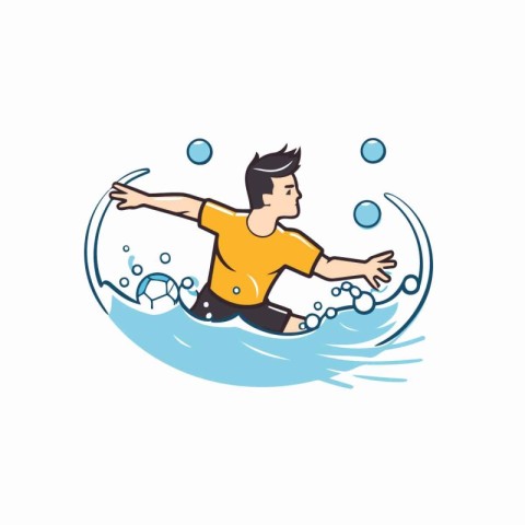 Surfer in the water. Vector illustration on a white background.