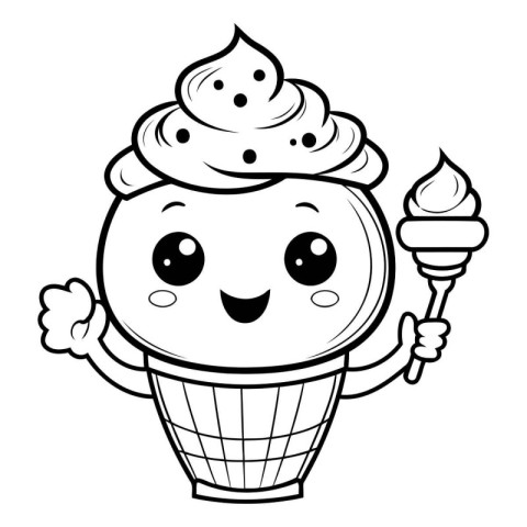 Cute Ice Cream Mascot Character with Ice Cream Vector Illustrati