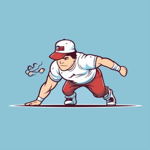 Baseball player. Vector illustration of a baseball player in act