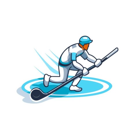 Ice hockey player vector illustration. Cartoon ice hockey player