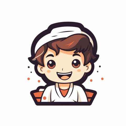 Illustration of a boy in a chef hat on a white background