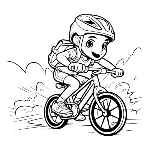 Vector illustration of a cyclist on a bike. Coloring book for ch