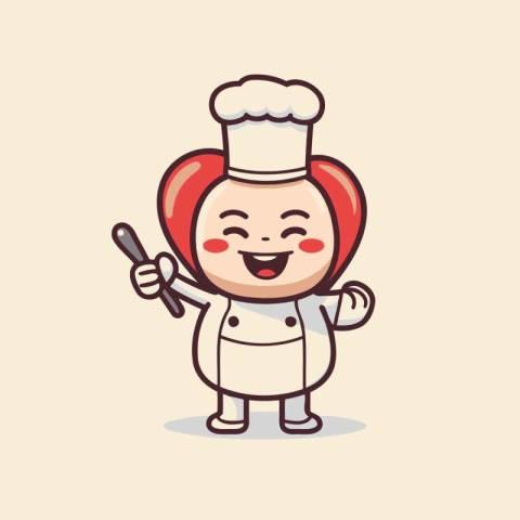 Cute Chef Cartoon Mascot Character Design Vector Illustration.