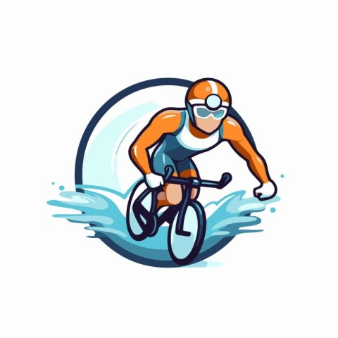 Cyclist on a race. Vector illustration on white background.