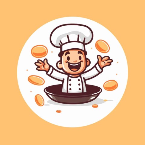 Chef boy cartoon vector illustration. Cute chef boy character.