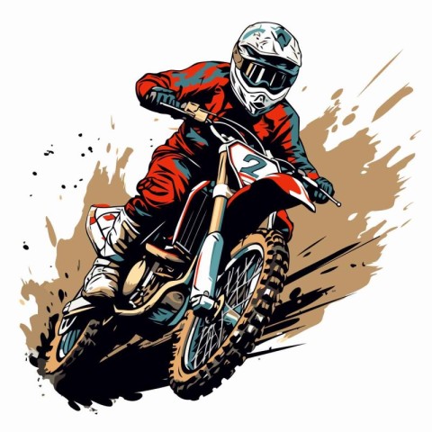 Motocross rider on the race. Vector illustration of a motorcycle