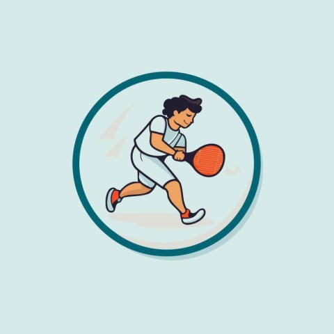 Tennis player icon. Vector illustration of a tennis player in ac