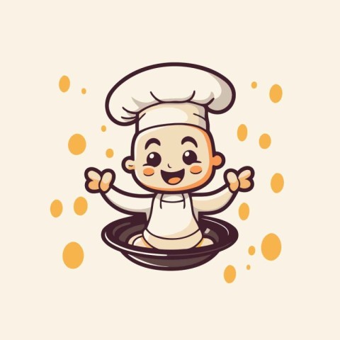 Cute cartoon chef with dish. vector illustration. eps10