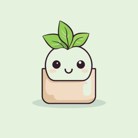 Cute kawaii apple in a box. Vector illustration.