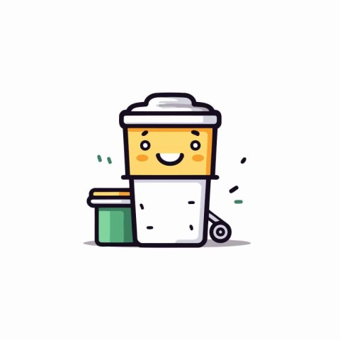 Coffee To Go Cartoon Mascot Character Illustration Design