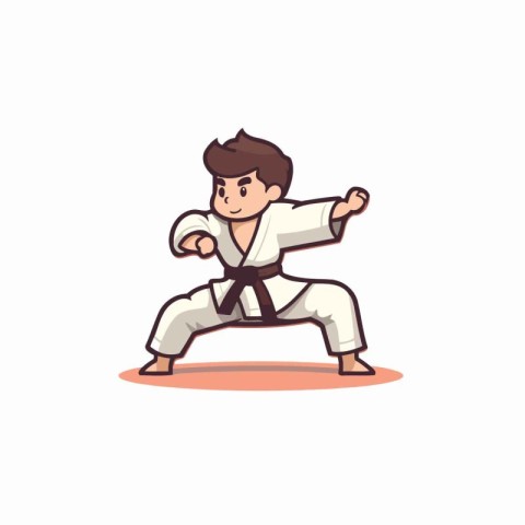 Taekwondo boy cartoon vector Illustration on a white background