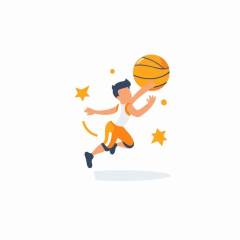 Basketball player. Vector illustration in flat style. Isolated o