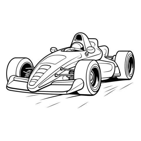 Sketch of a racing car. Vector illustration on white background.