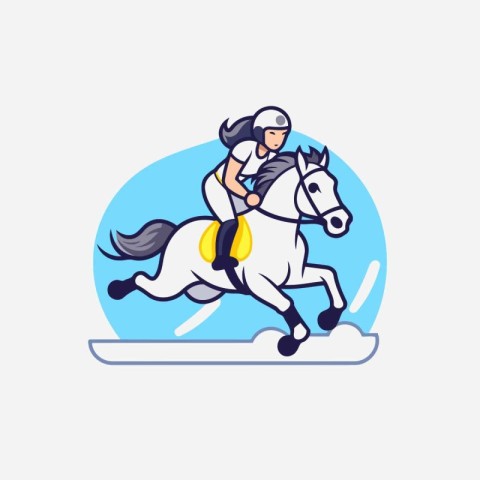 Horse riding and jockey. Vector illustration in flat style.