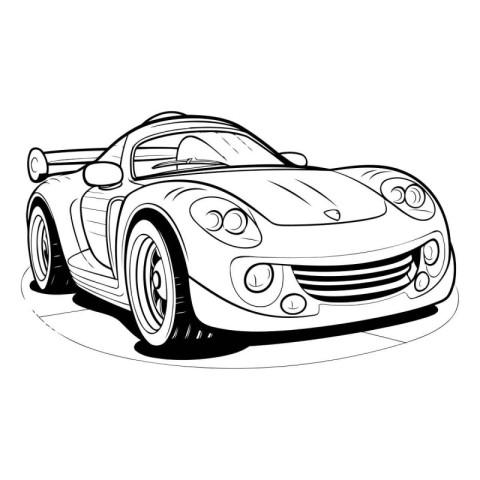 Sketch of a sports car on a white background. Vector illustratio