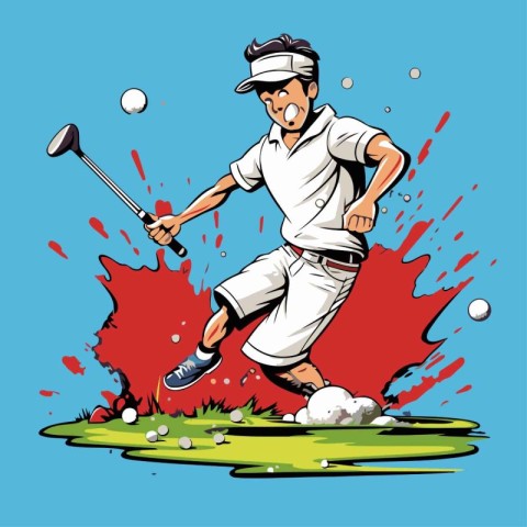 Golf player in action. Vector illustration of a golf player.